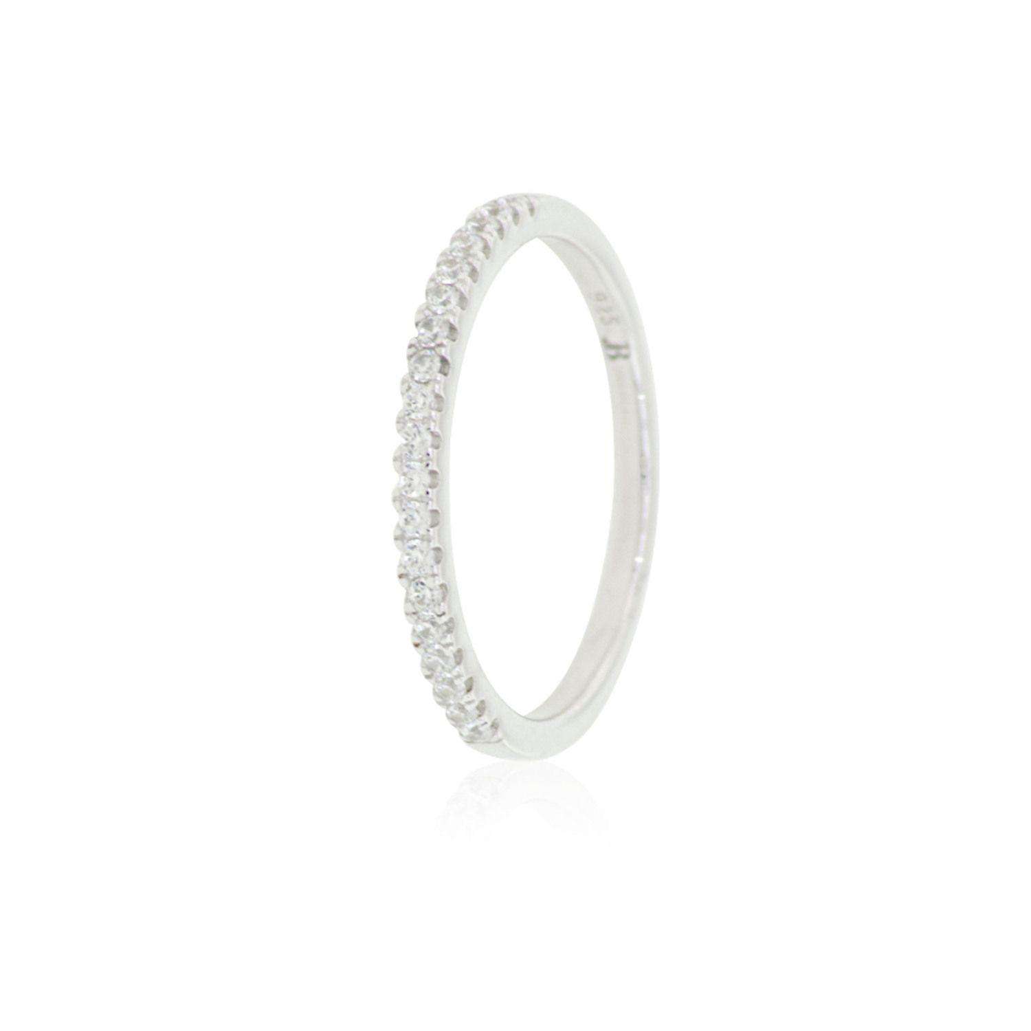 Anillo Plata Esterlina 925 Medio Cintillo con Circonita-0