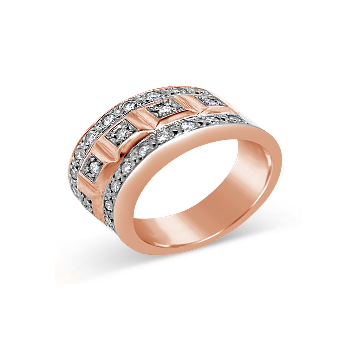 Anillo de Oro Rosado 18kt Modelo Ekati con 23 Diamantes de 2pts SI/H-0