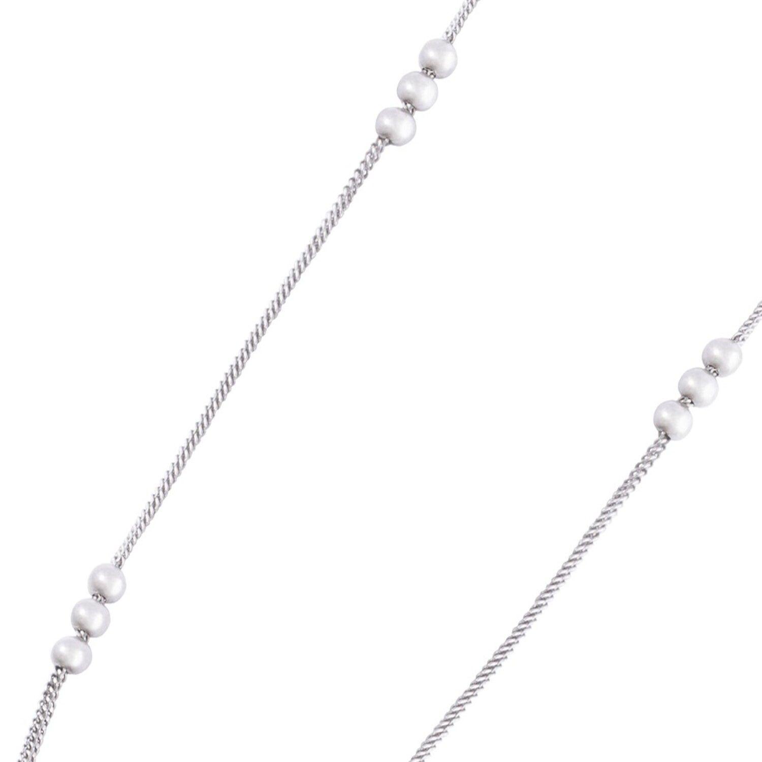 Collar de Plata Esterlina 925 Doble Hilera 3 Pelotas-2