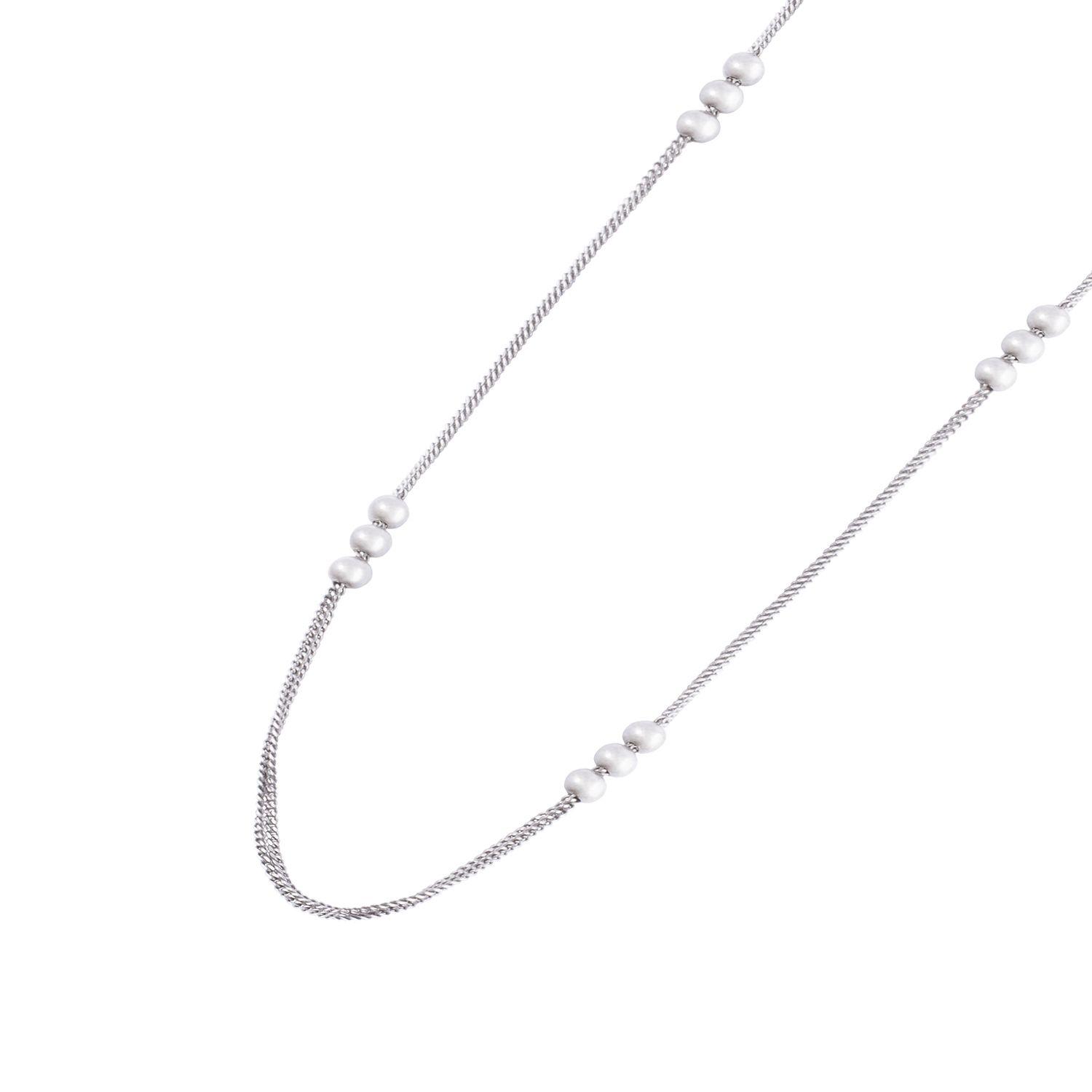 Collar de Plata Esterlina 925 Doble Hilera 3 Pelotas-0