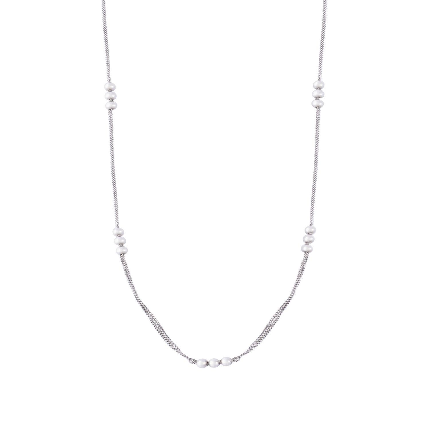 Collar de Plata Esterlina 925 Doble Hilera 3 Pelotas-1
