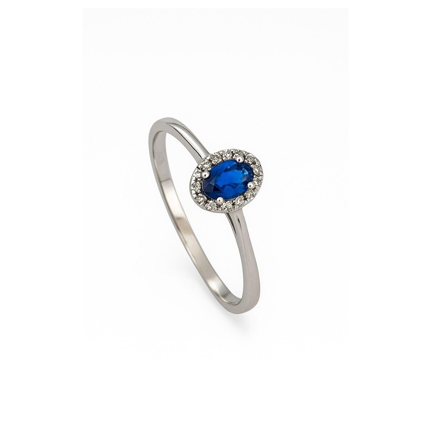 Anillo Plata Esterlina 925 Zafiro Central Oval con circonita-2