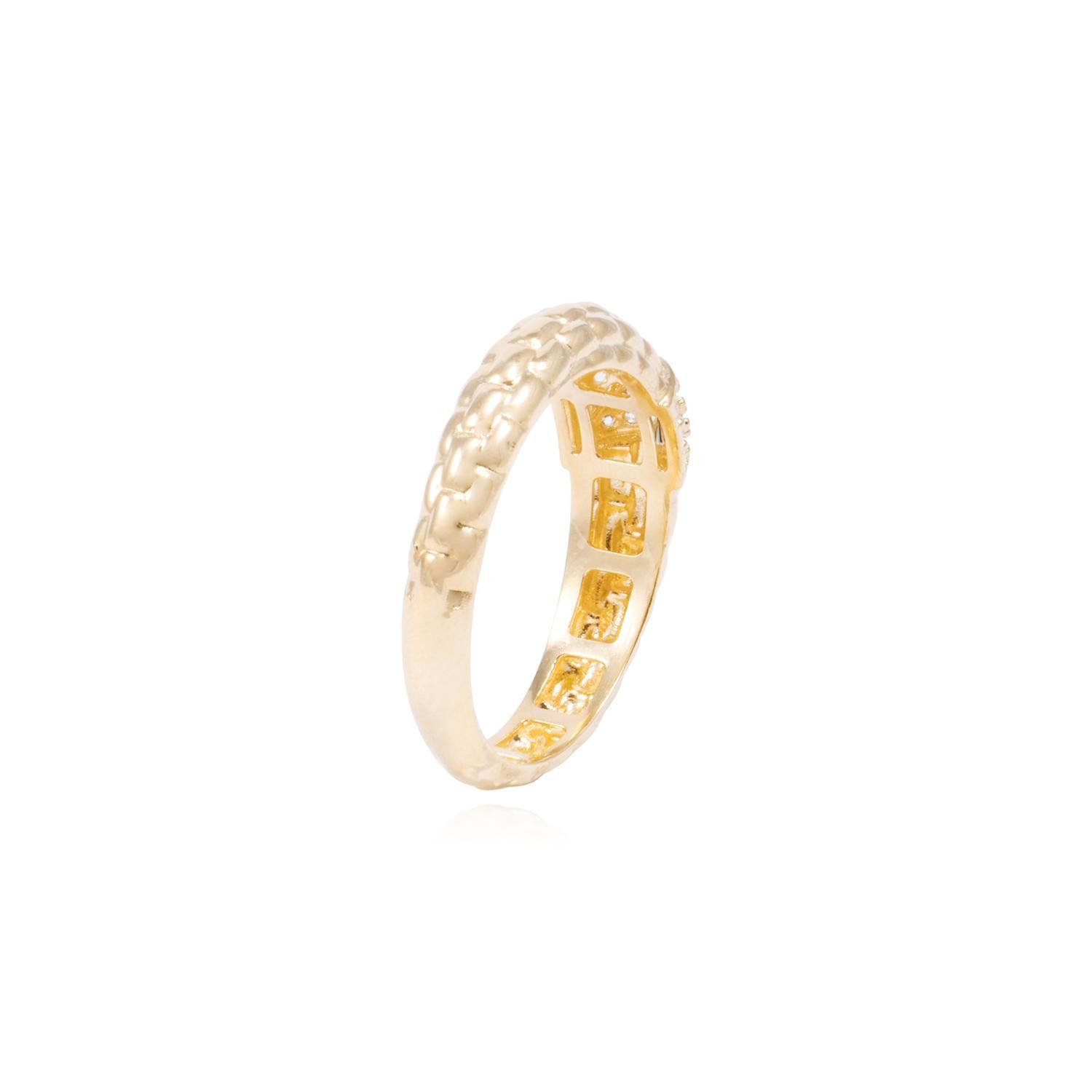 Anillo de Oro 18Kt Con Textura y Circon-2