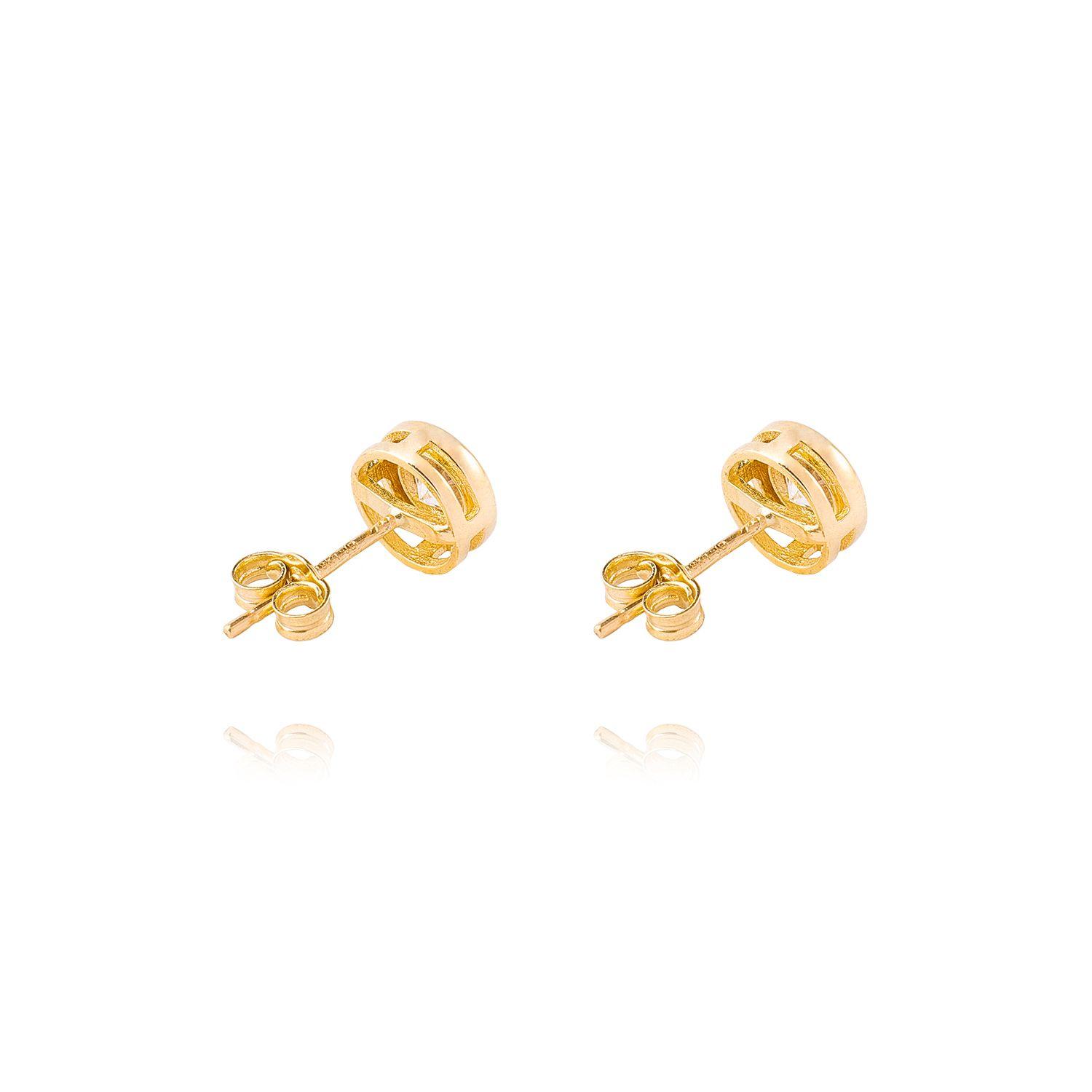 Aros Oro Amarillo 18kt Modelo Punto Luz con Piedra Circonita-1