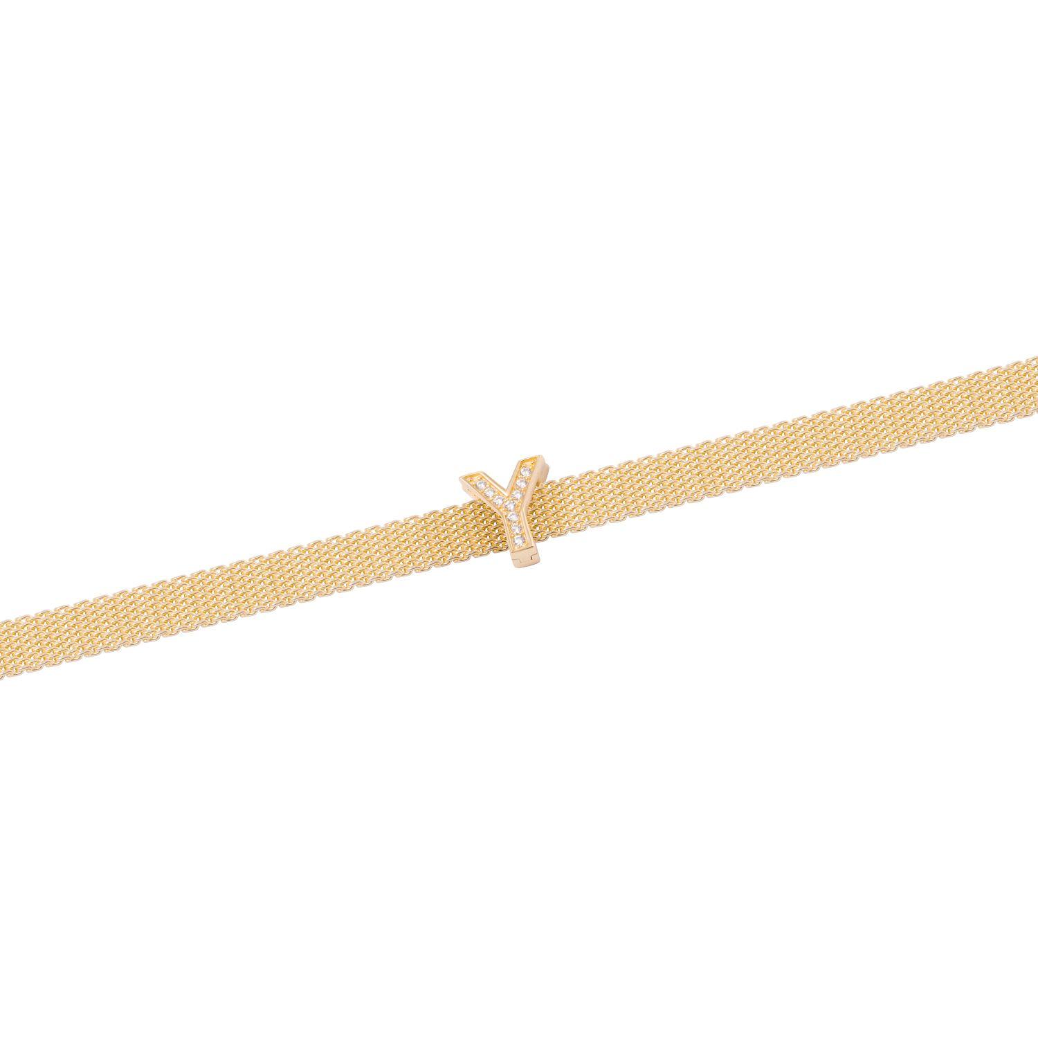 Dije de Plata broche Letra Y con Circonita Revestido en Oro 18kt-2