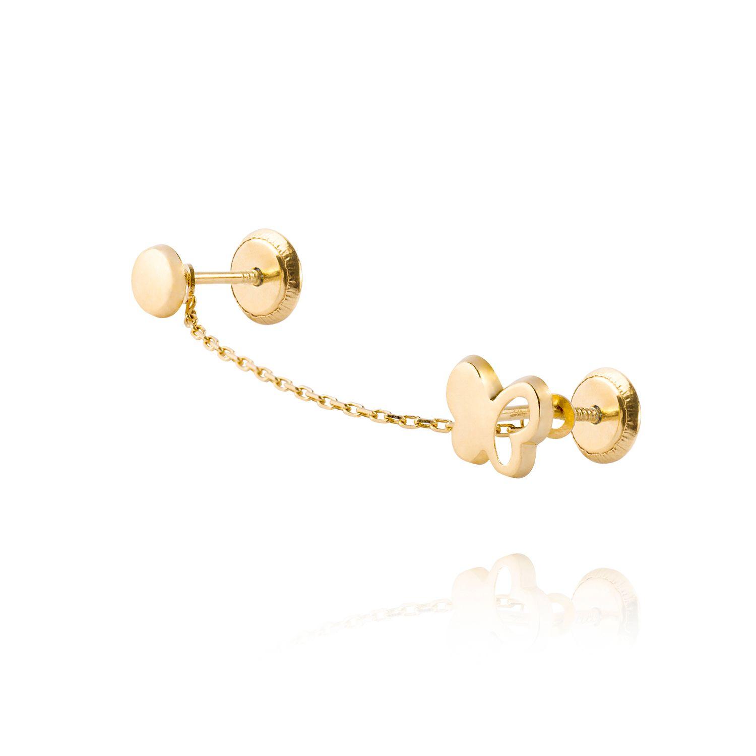 Aros de Oro 18kt Modelo Mariposa con Círculo-0