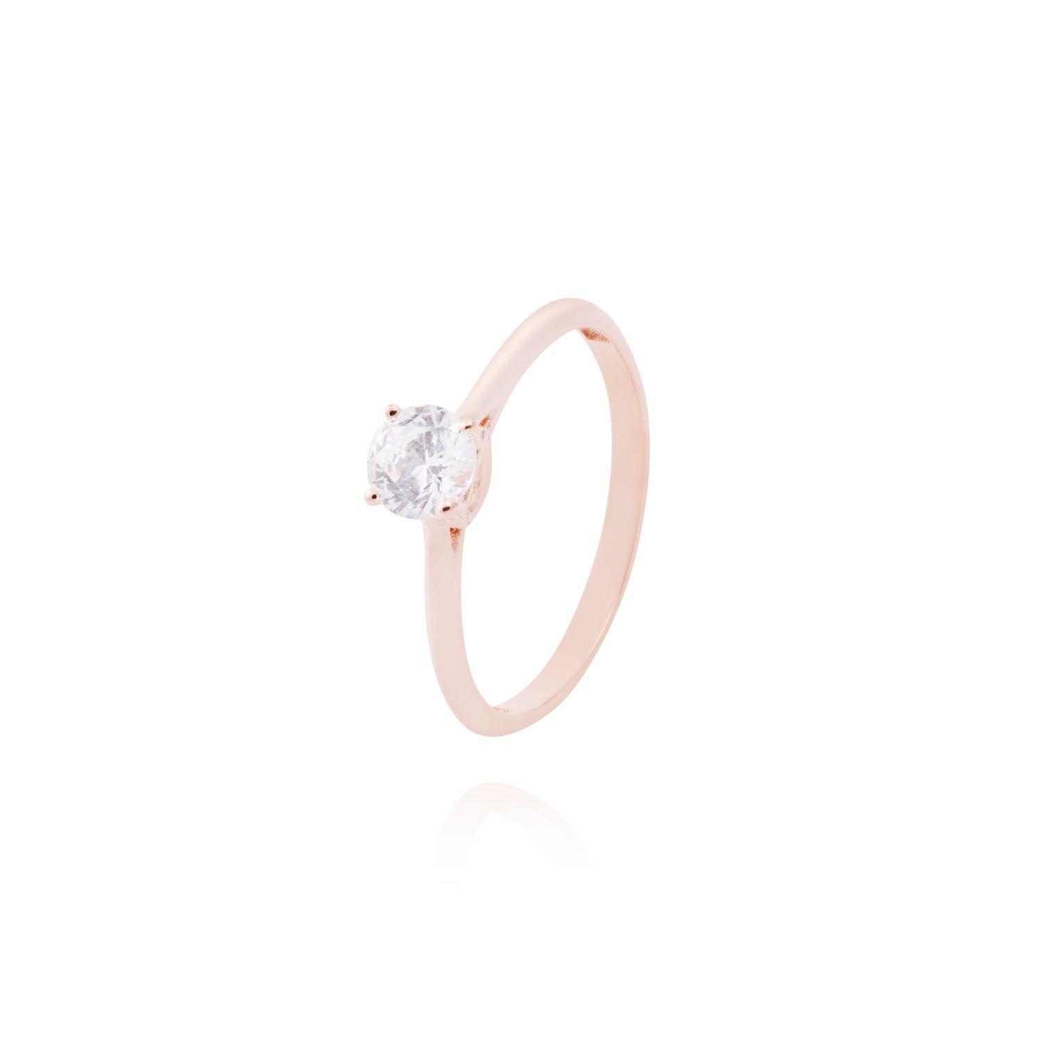 Anillo Oro Miel 18kt Solitario Clásico-0