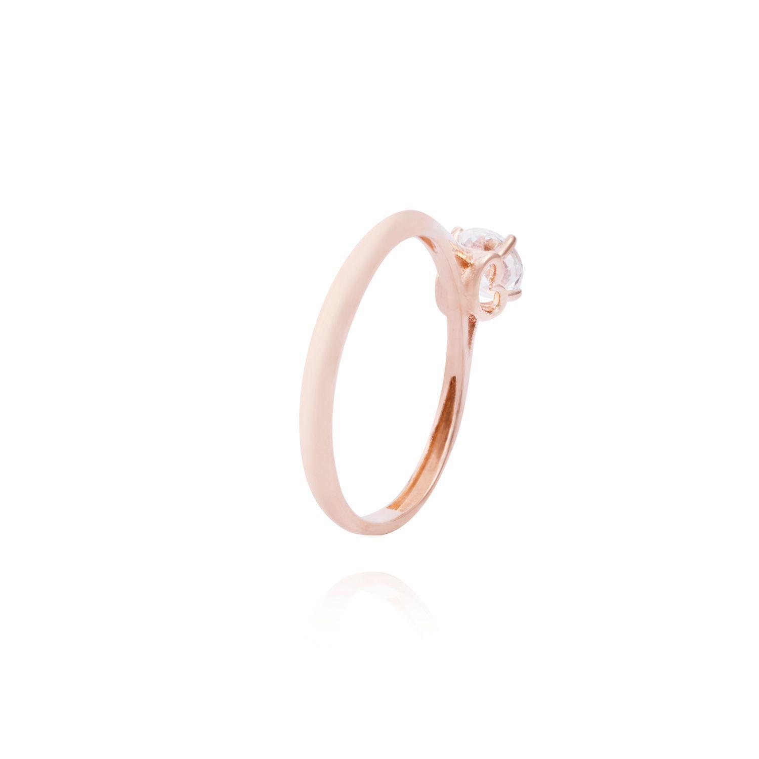 Anillo Oro Miel 18kt Solitario Clásico-2