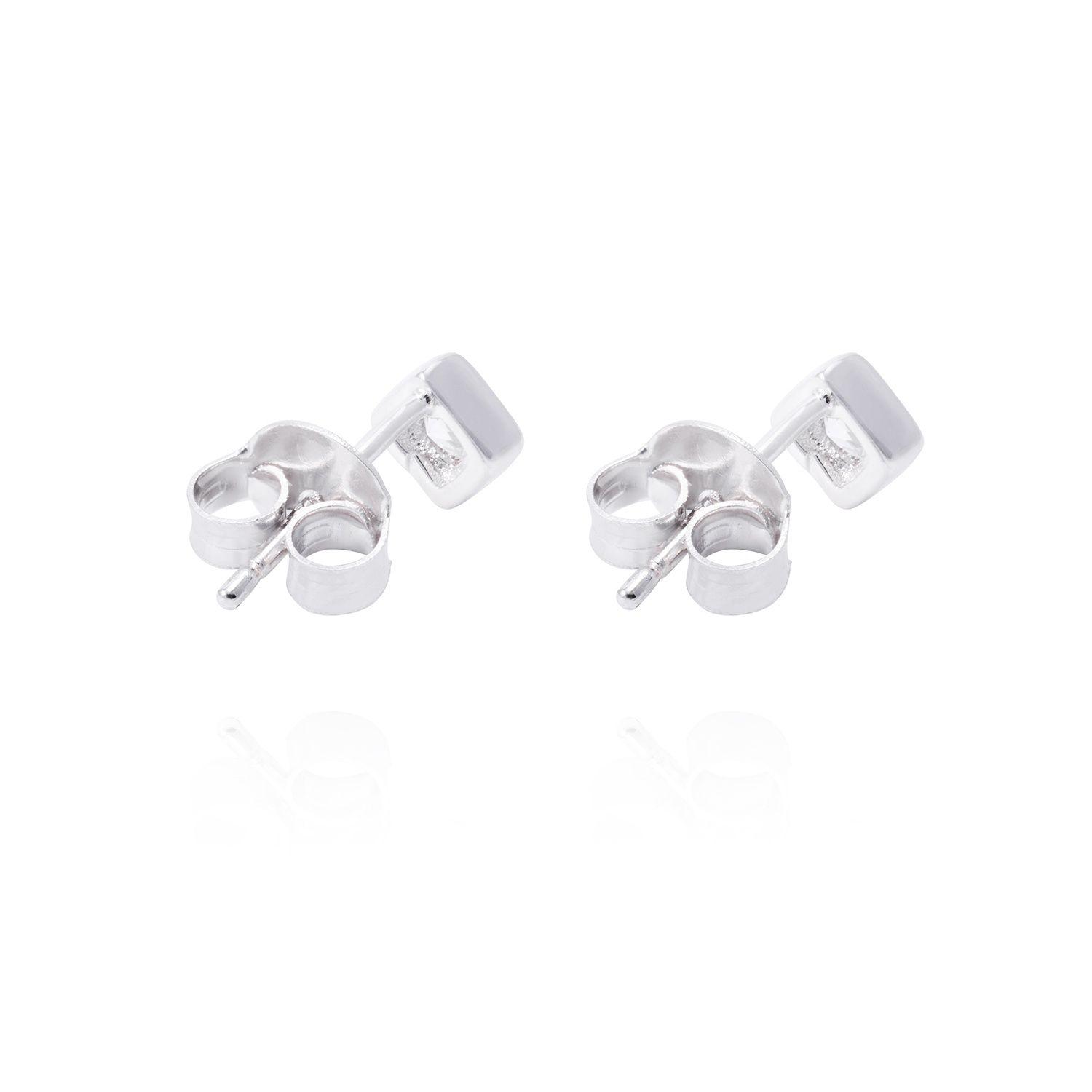 Aros de Plata Esterlina Cuadrado Corazón Con Circón-2