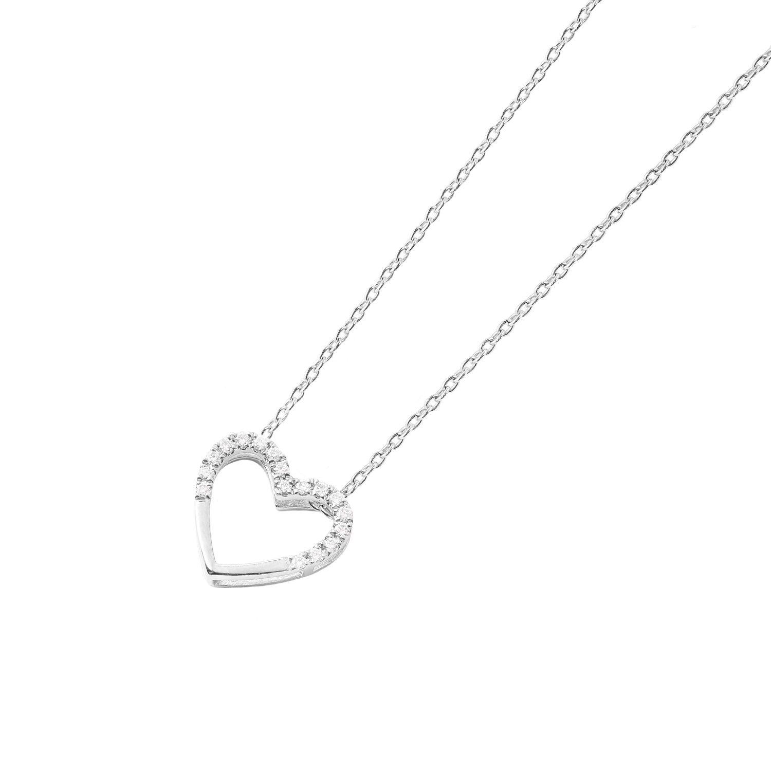 Colgante de Oro Blanco 18kt con Diamantes de 8 Pts Totales-1