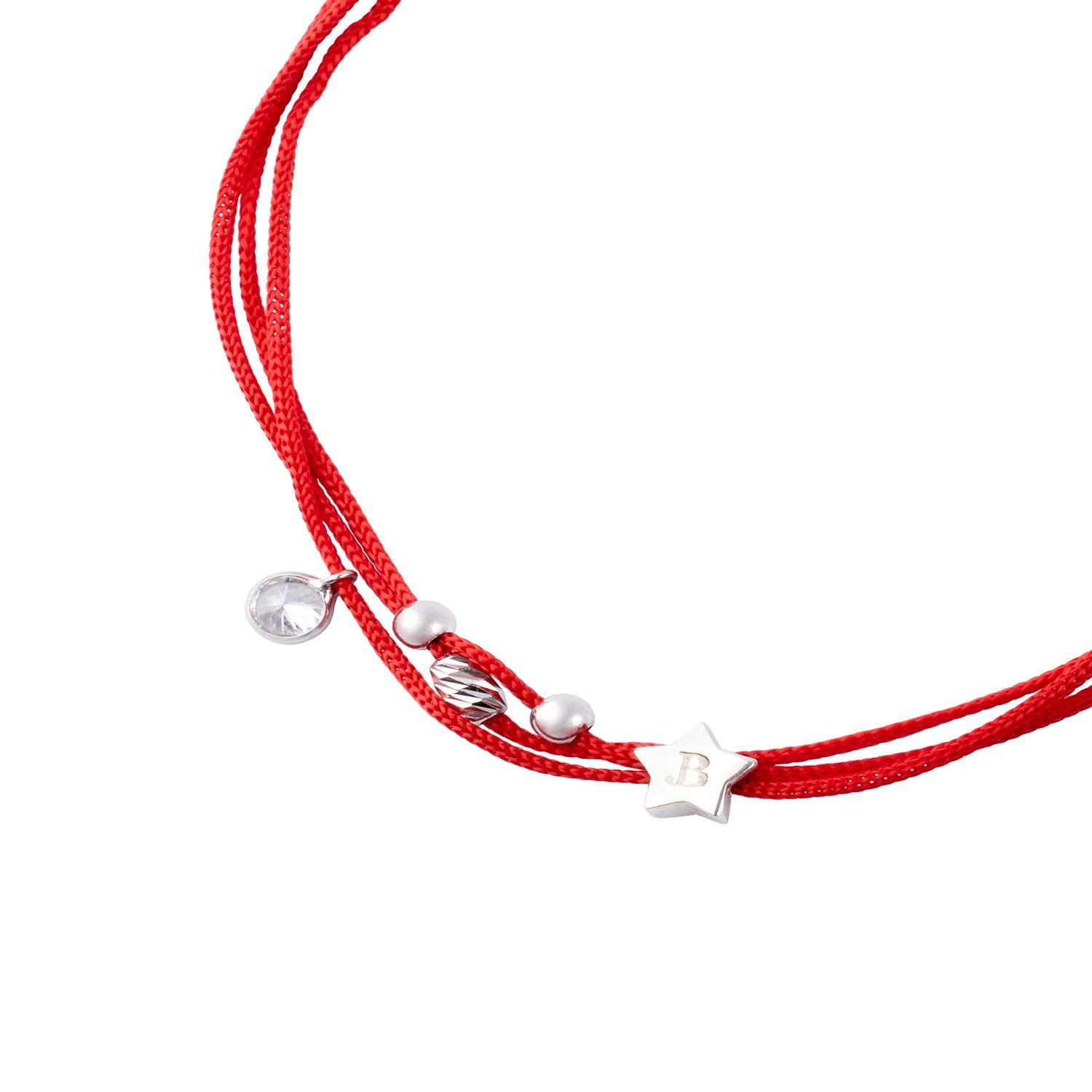 Pulsera Plata Esterlina 925 Hilo Rojo Estrella Ojo Ajustable-1