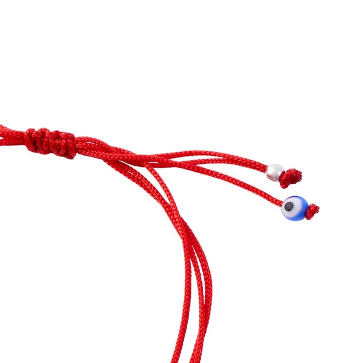Pulsera Plata Esterlina 925 Hilo Rojo Estrella Ojo Ajustable-2