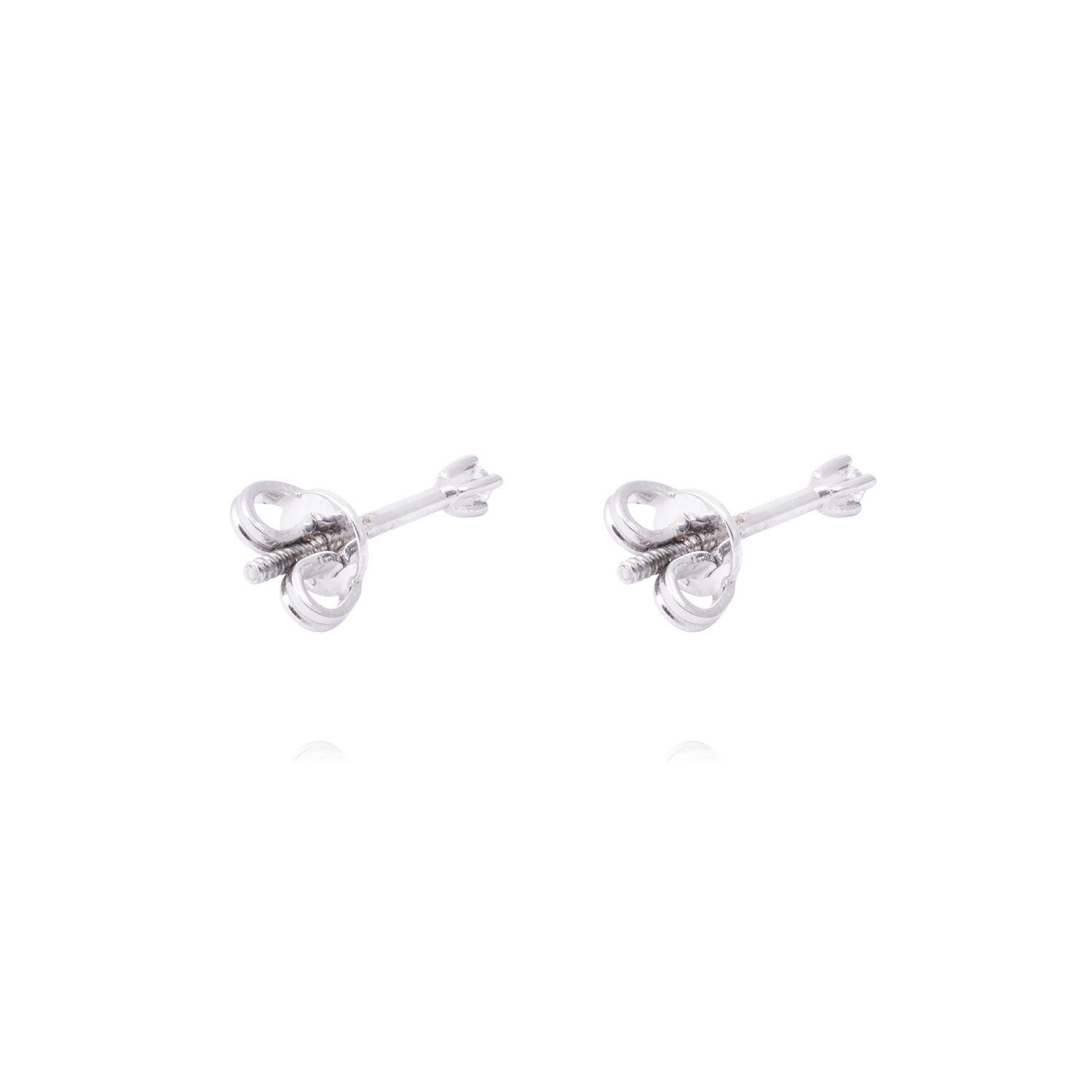 Aros de Oro Blanco 18kt Punto de Luz Grifa con Diamante 4Pts-2