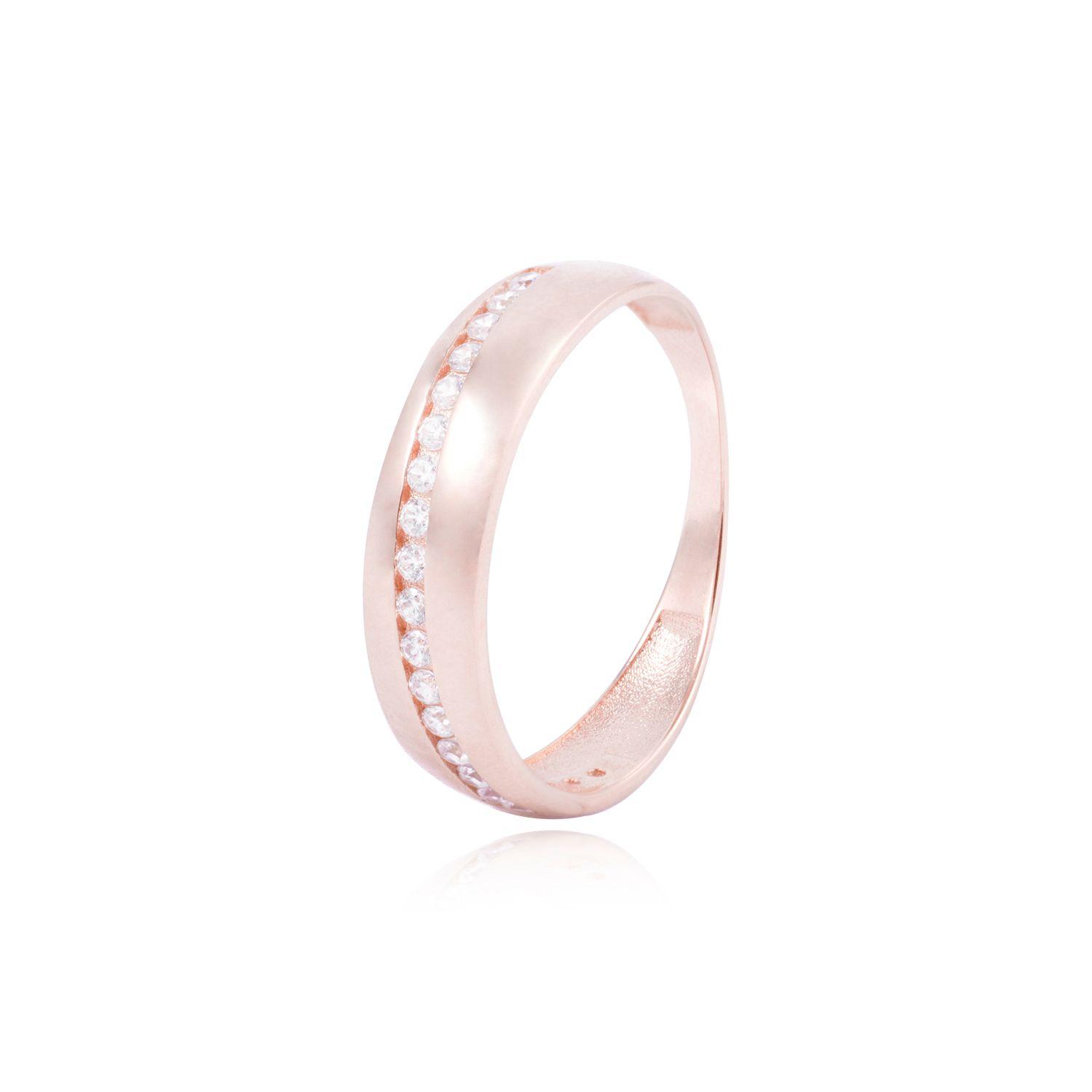 Anillo Compromiso Oro Rosado 18kt Sendero Circón-0