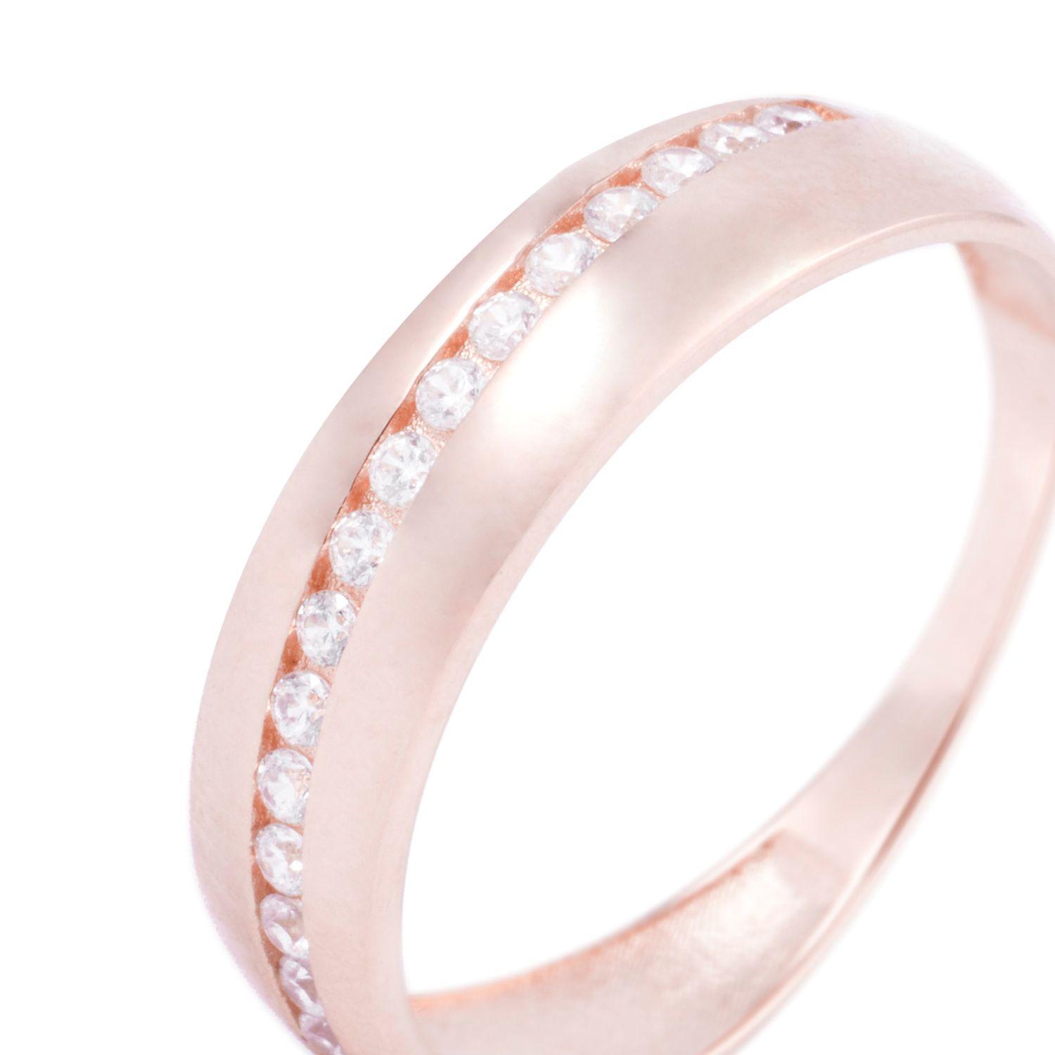 Anillo Compromiso Oro Rosado 18kt Sendero Circón-1
