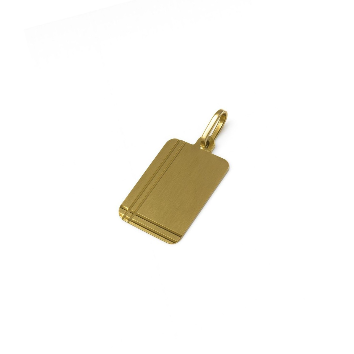 Colgante Oro Miel 18kt Placa Borde Linea Doble-2