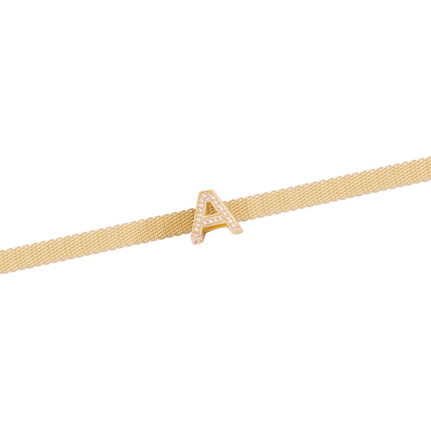 Dije de Plata broche Letra A con Circonita Revestido en Oro 18kt-2