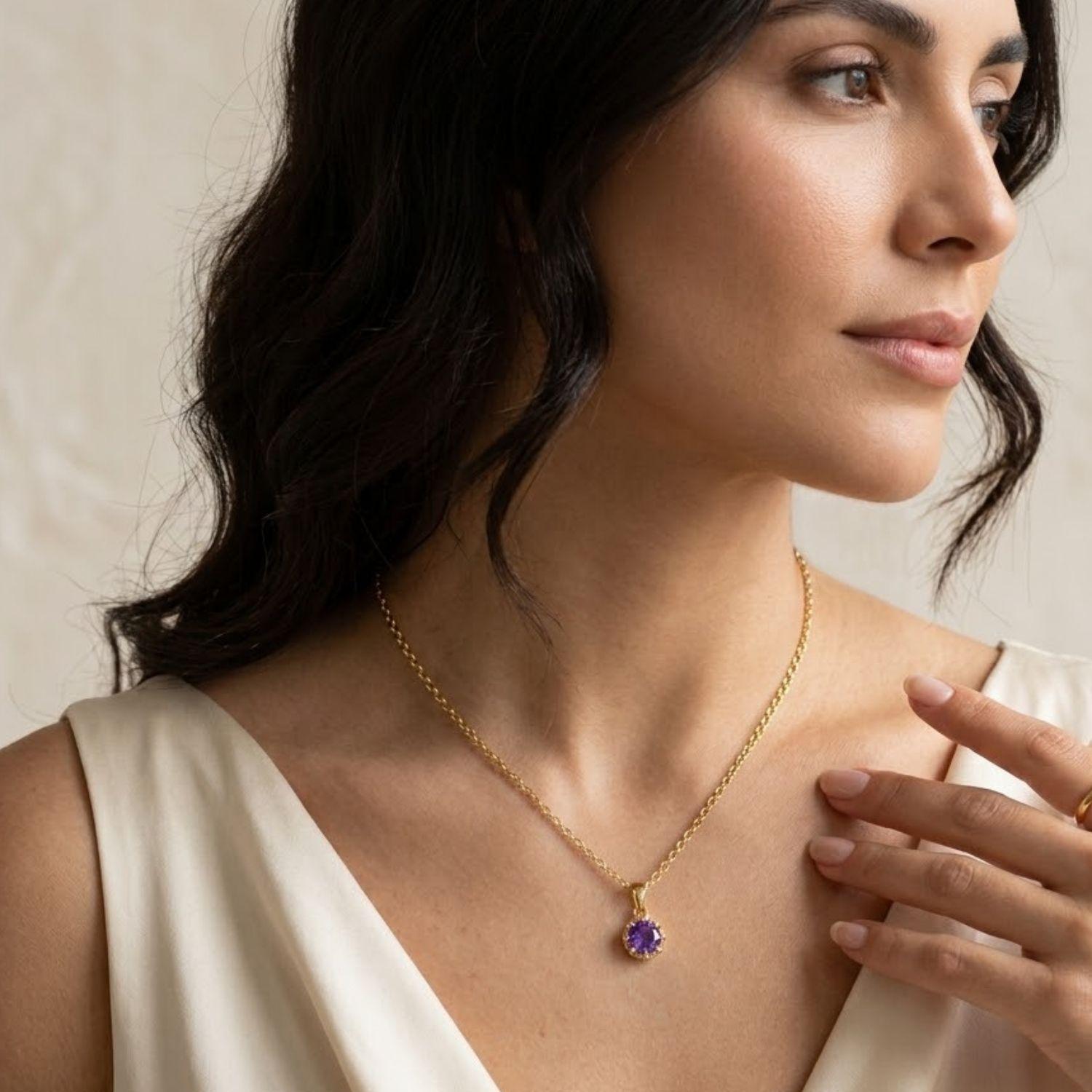 Colgante Oro Miel 18kt Sol con Garras de Amatista 5mm-3