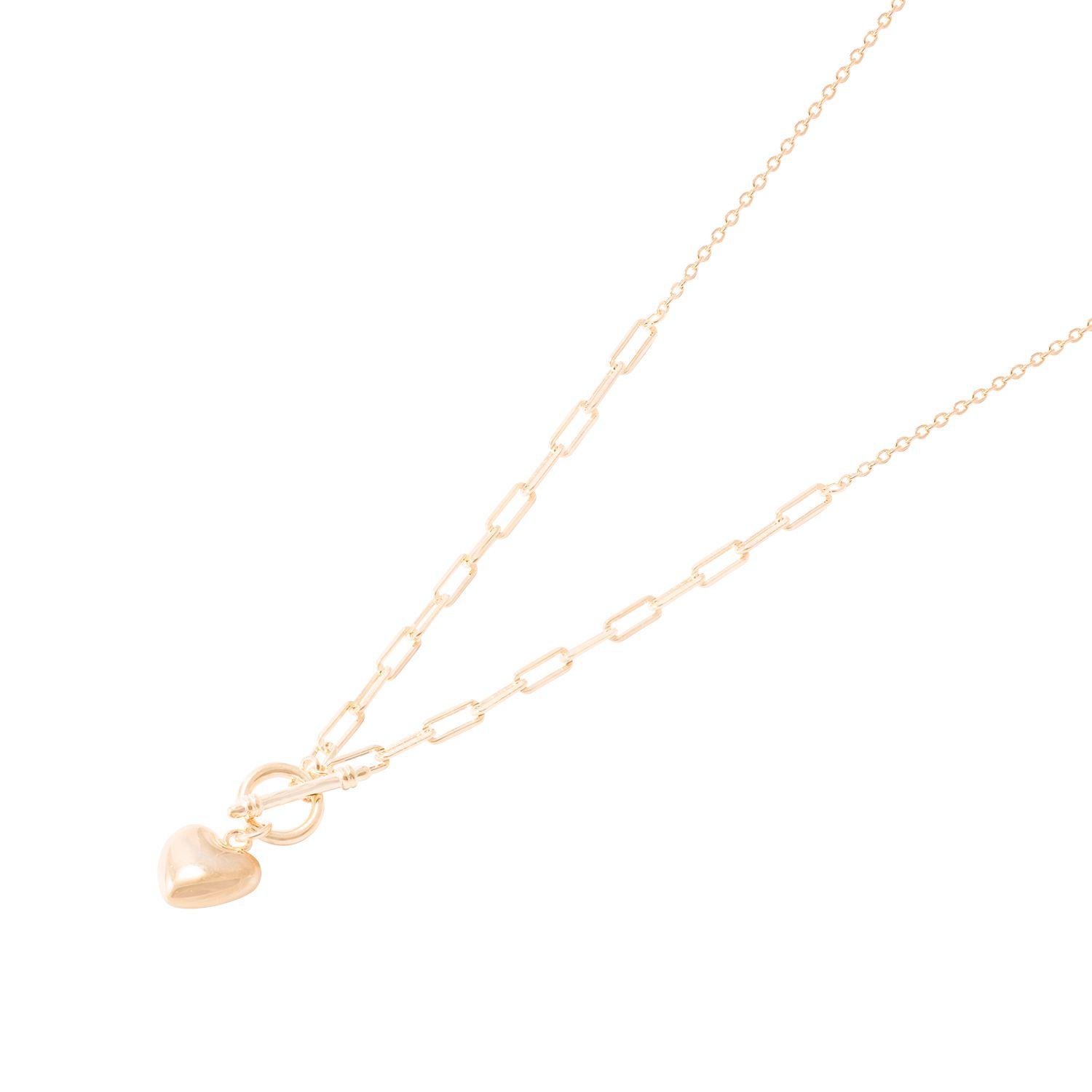 Collar de Plata Esterlina 925 Corazon Inflado Revestido en Oro 18Kt-0