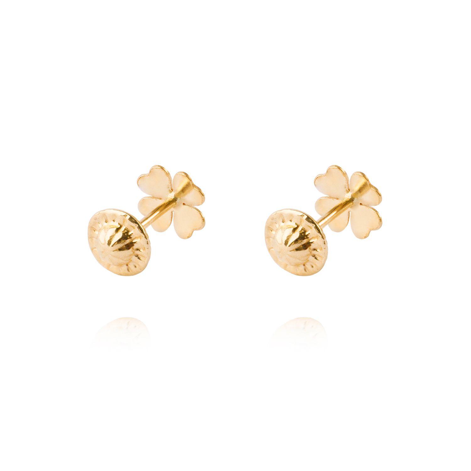 Aros de Oro 9KT Trébol de Cuatro Hojas-2