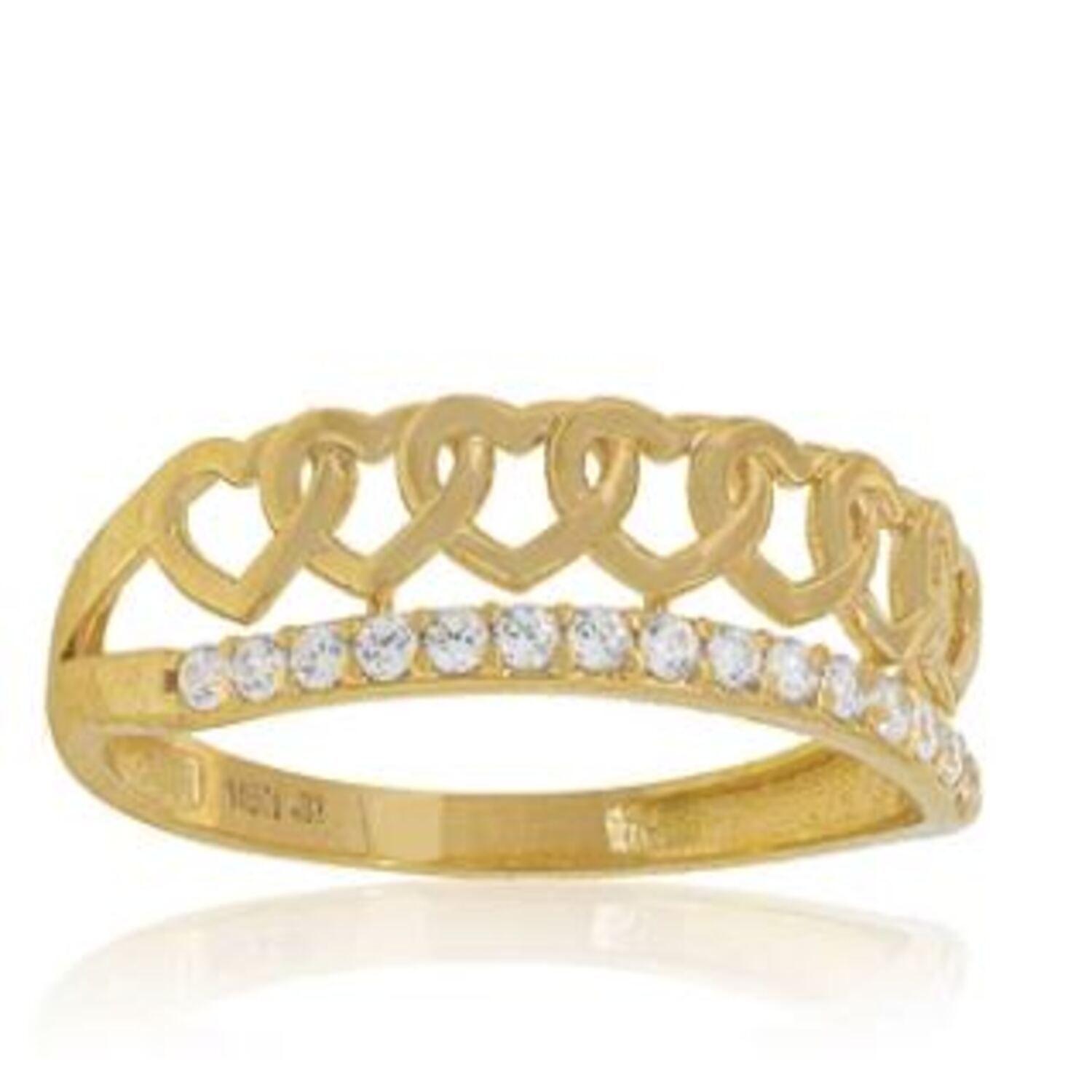 Anillo de Oro 18kt Modelo Corazones Circonita-2