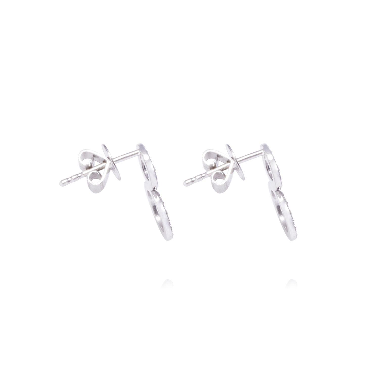 Aros Oro Blanco 18kt Dos Círculos Diamantes 53 Pts-2