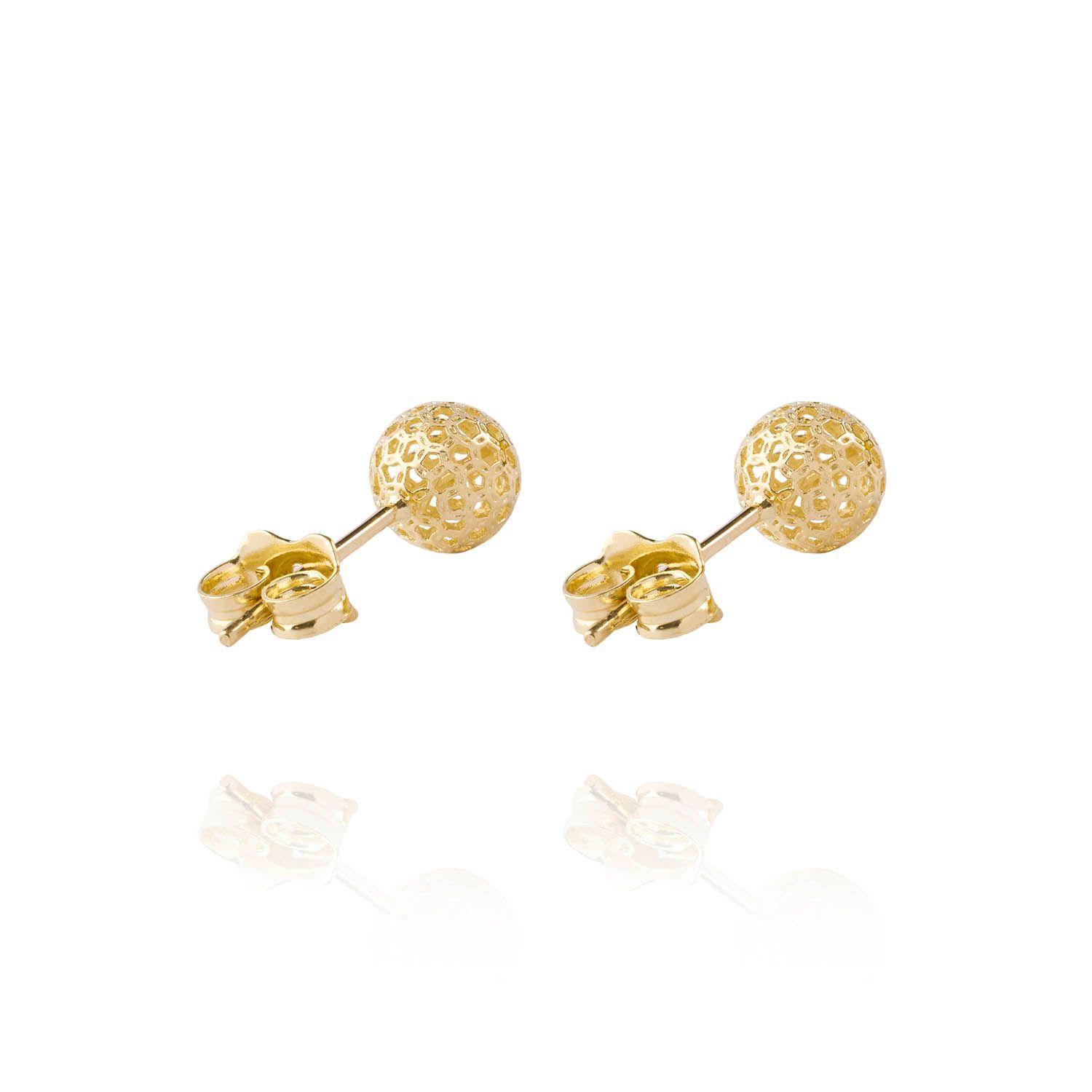Aros de Oro 18kt Bolita Calada 6mm-2