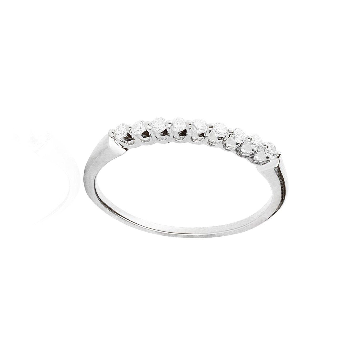 Anillo Oro Blanco 18kt Medio Cintillo con Diamantes de 15Pts-2