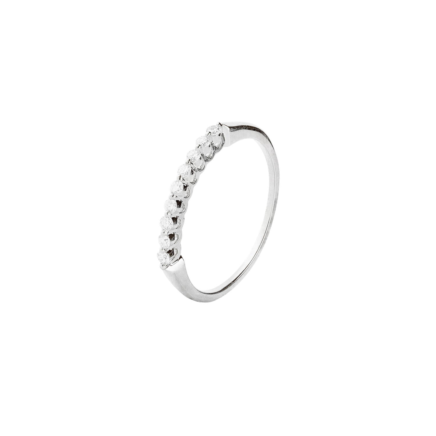 Anillo Oro Blanco 18kt Medio Cintillo con Diamantes de 15Pts-0