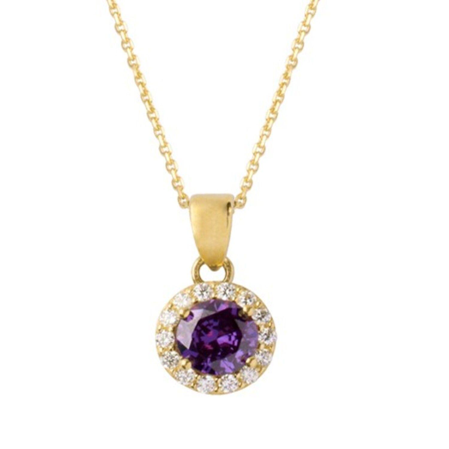 Colgante de Oro 18kt Circulo Piedra Amatista-2