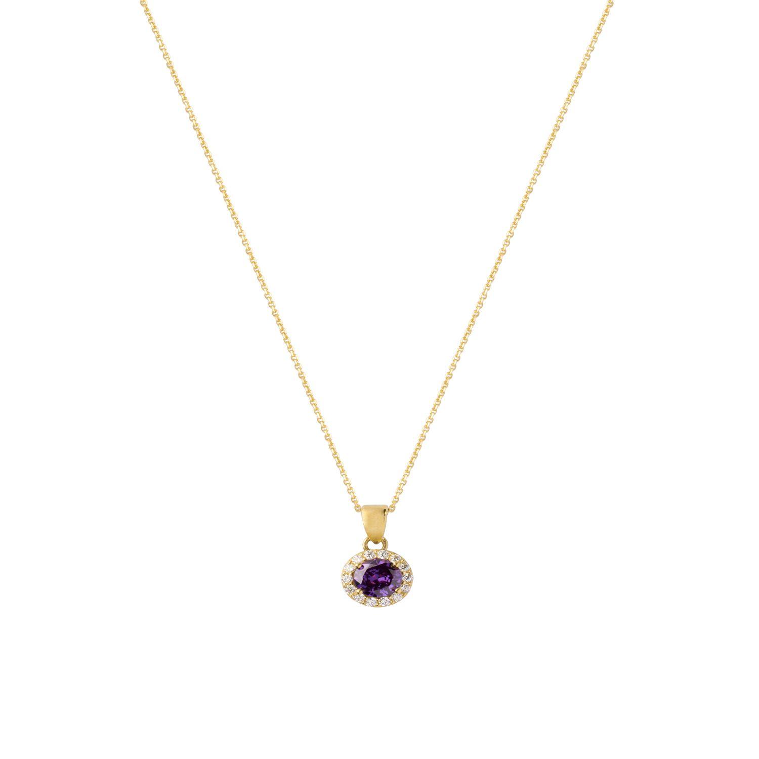 Colgante de Oro 18kt Circulo Piedra Amatista-1
