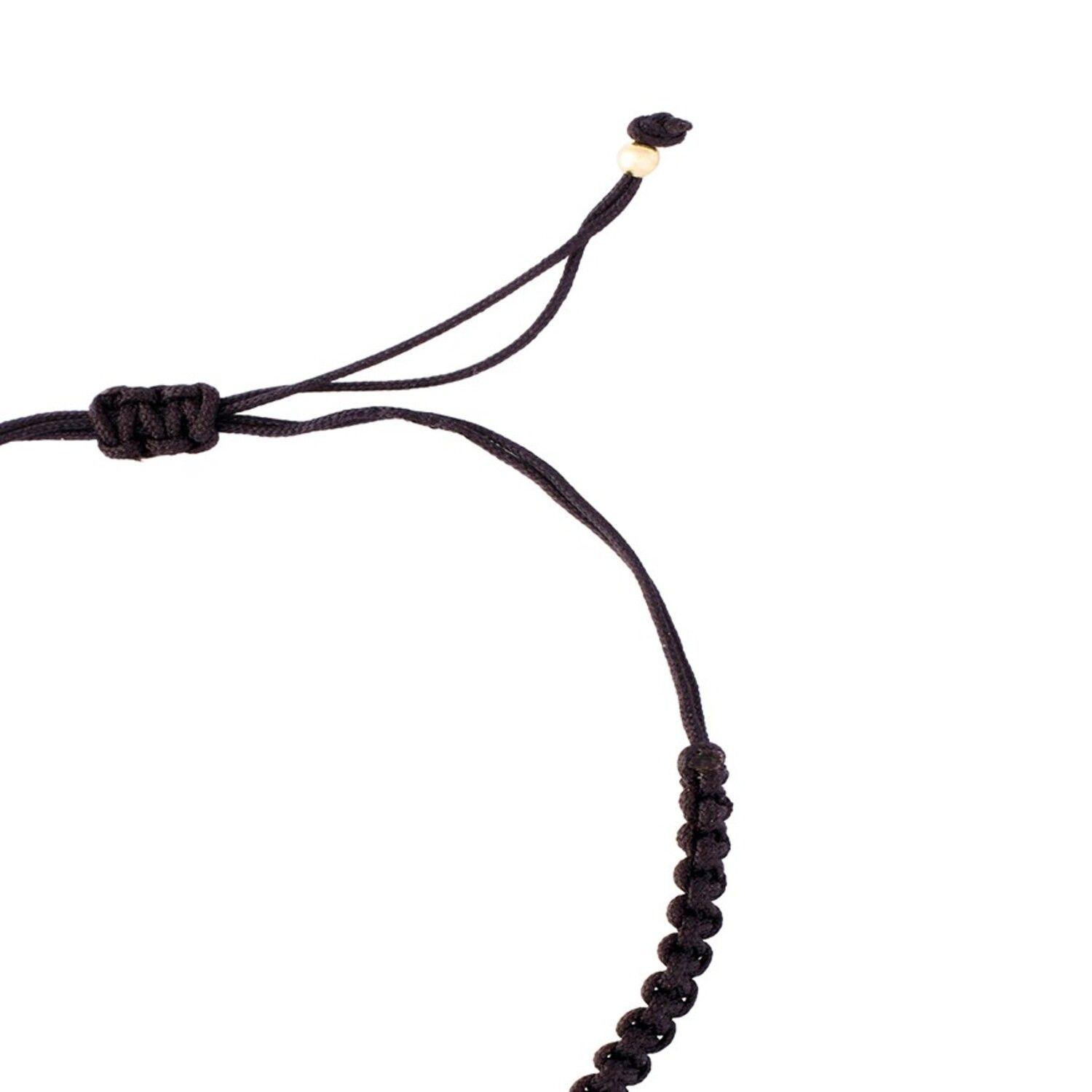 Pulsera Plata Esterlina 925 Hilo Negro Trebol Revestido en Oro 18kt-2