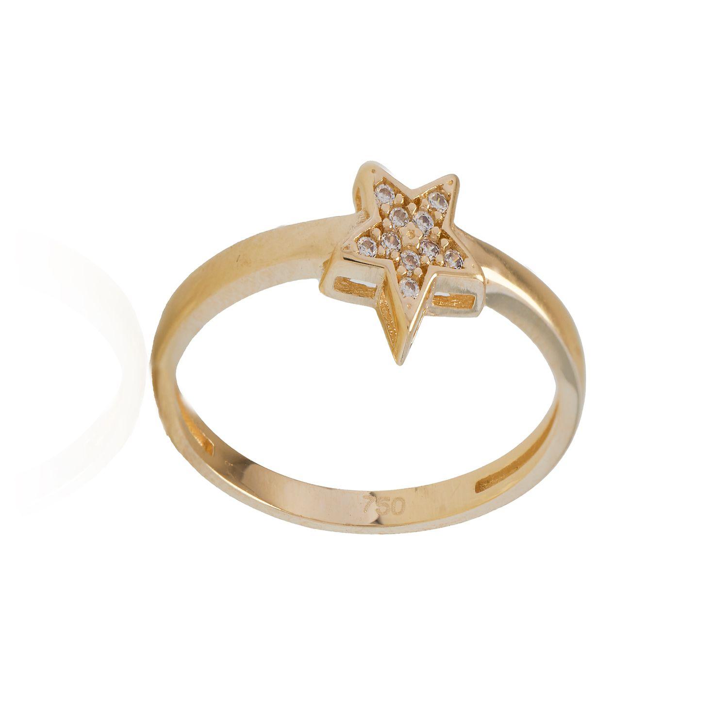 Anillo de Oro 18kt Estrella Circon-2