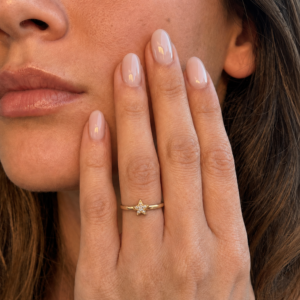 Anillo de Oro 18kt Estrella Circon-3