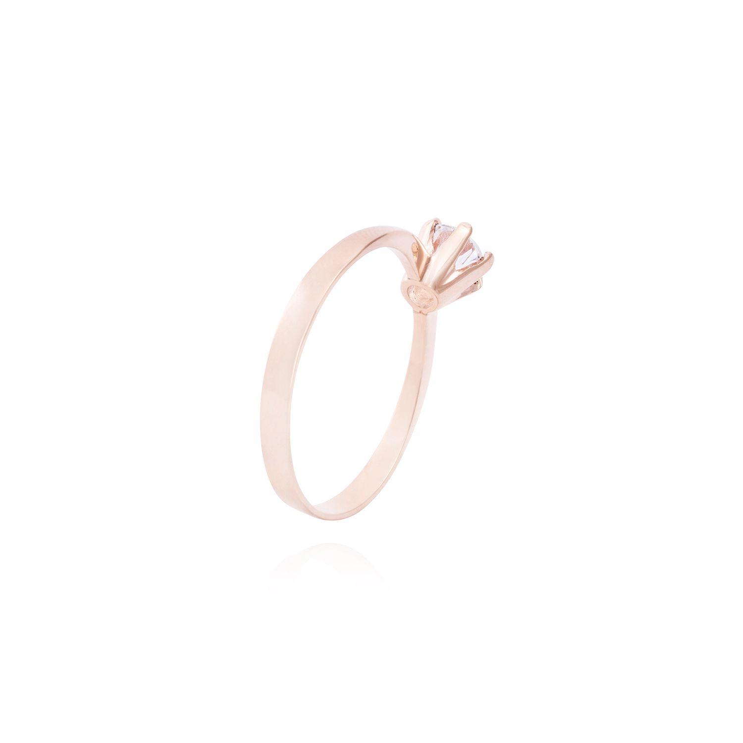Anillo Solitario Oro Miel 18kt Circonita-2