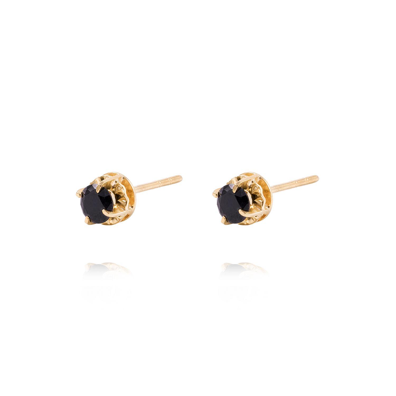 Aros de Oro 18kt Circon Onix 4mm-1