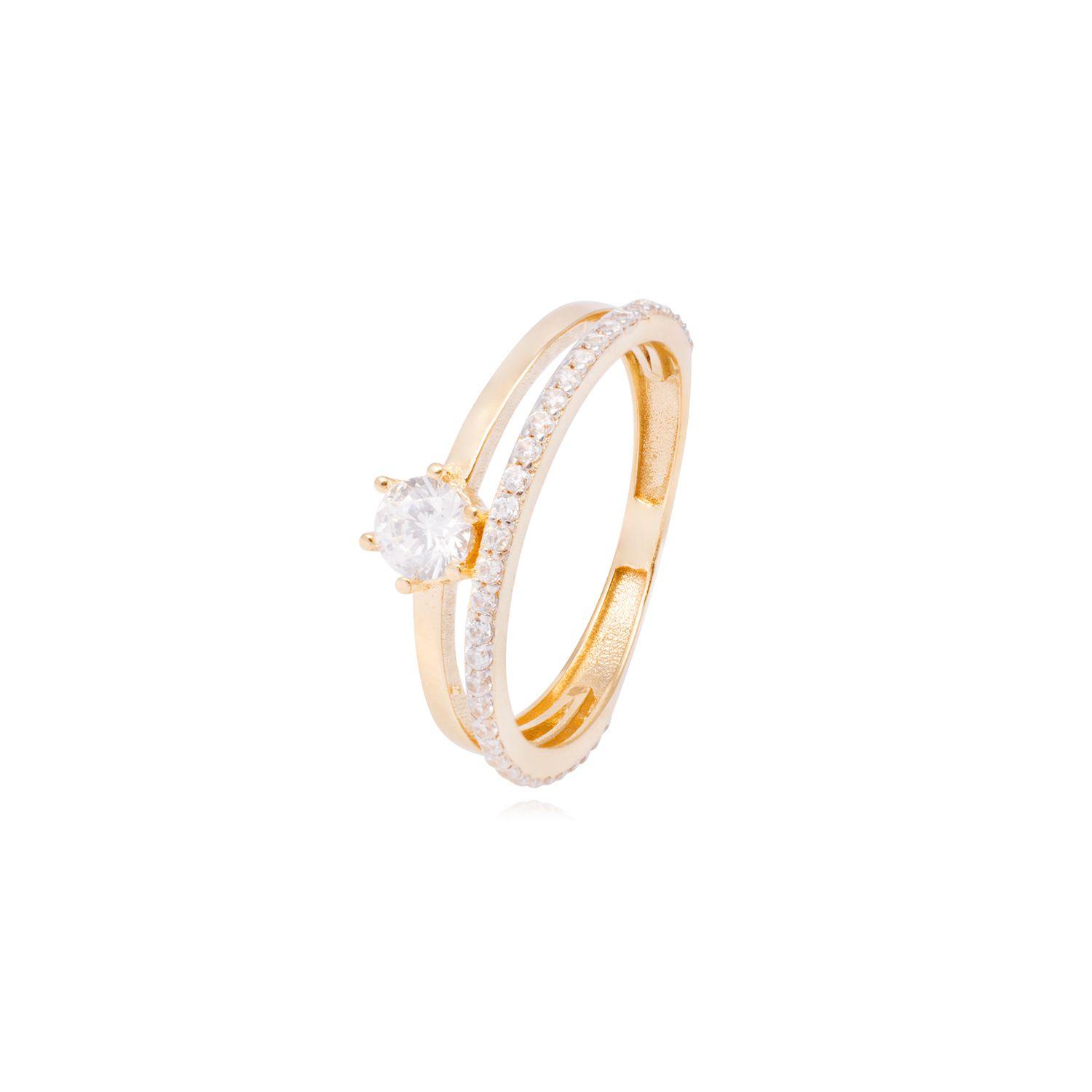 Anillo Compromiso de Oro de 18kt Solitario doble argolla-0