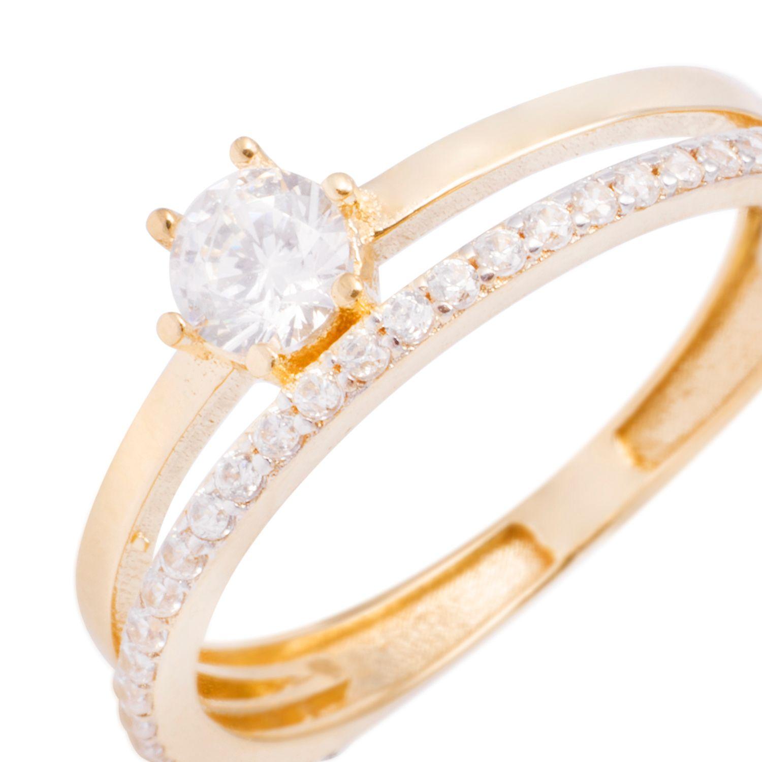 Anillo Compromiso de Oro de 18kt Solitario doble argolla-1