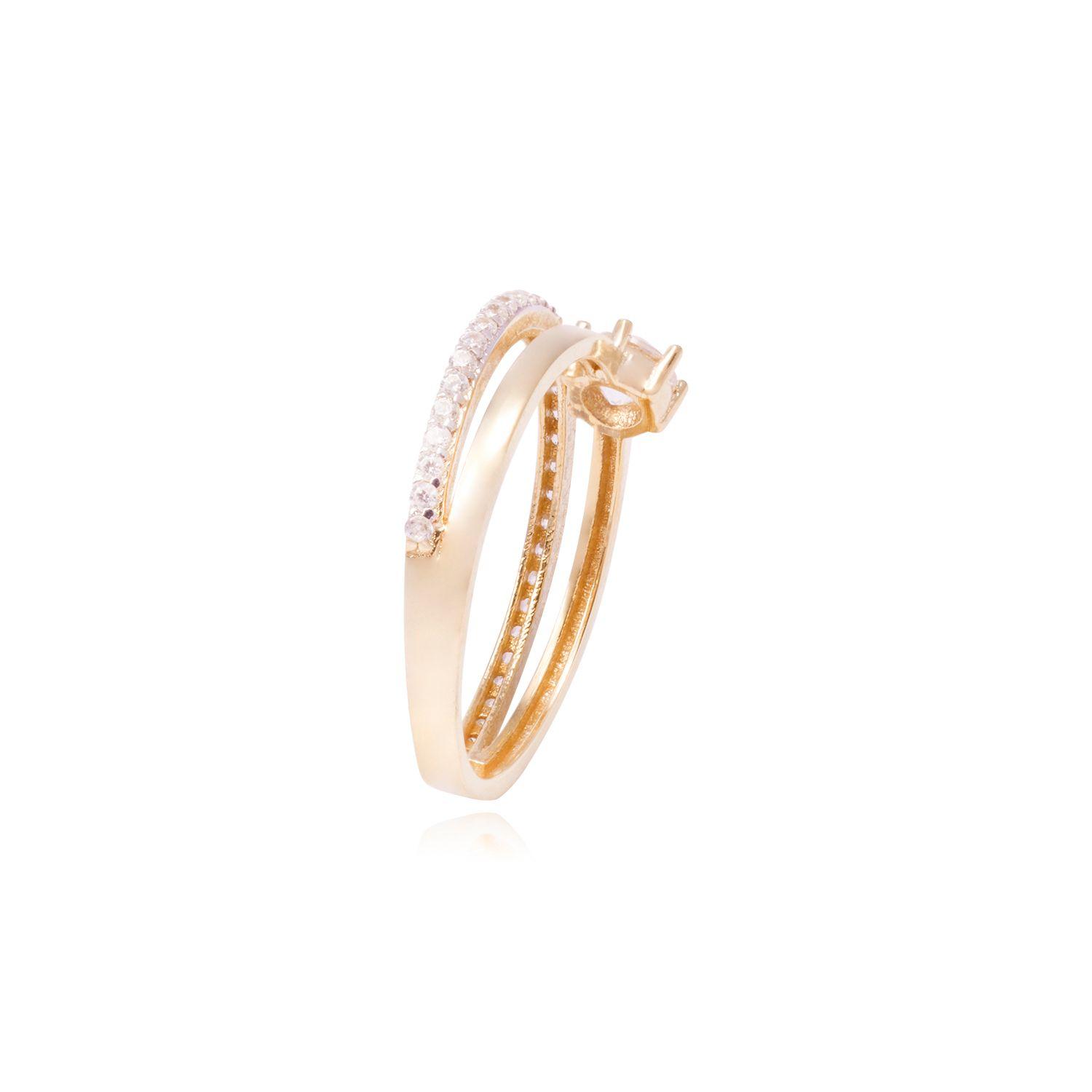 Anillo Compromiso de Oro de 18kt Solitario doble argolla-2