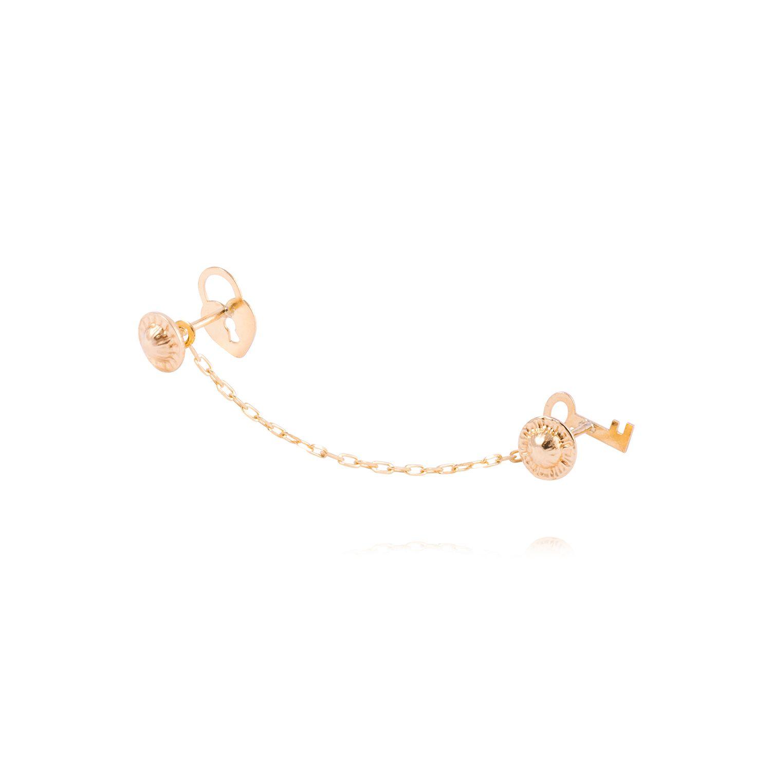 Piercing de Oro de 9kt Candado de corazón y llave colgante-3