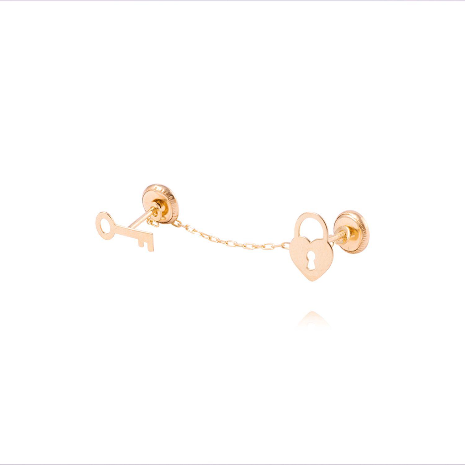Piercing de Oro de 9kt Candado de corazón y llave colgante-0