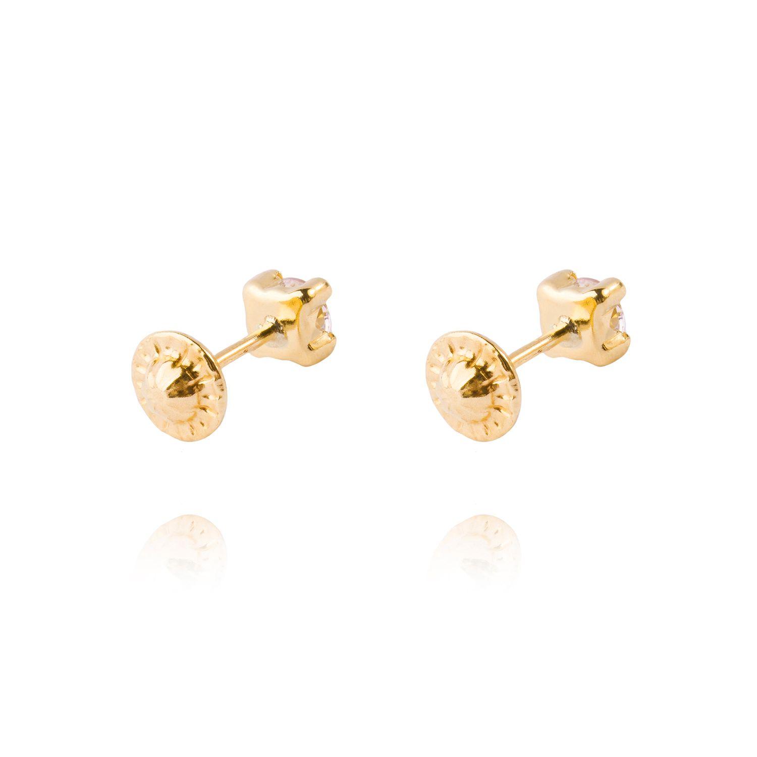 Aros de Oro 9kt Circonita Pequeño 4 Grifas-2