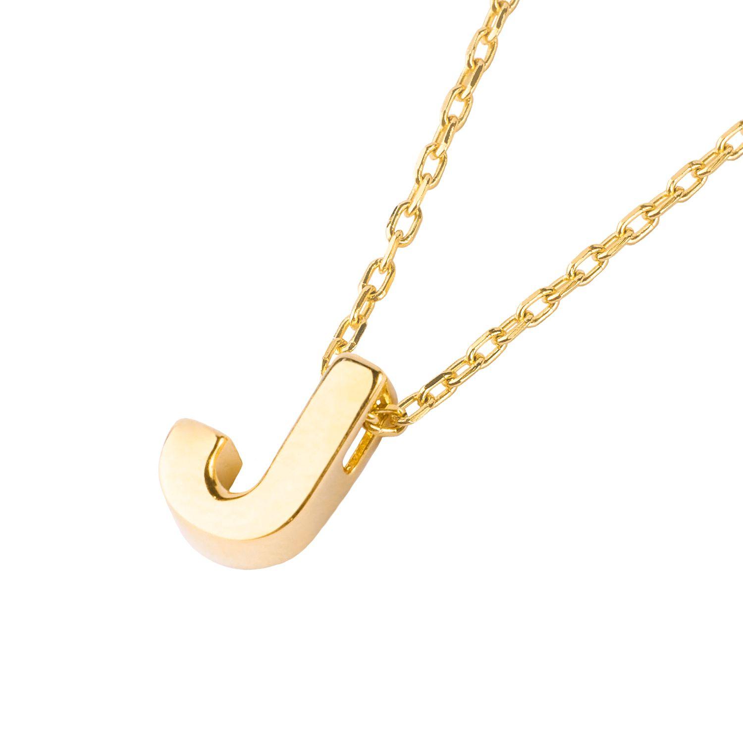 Collar de Oro 18kt Letra  J-0