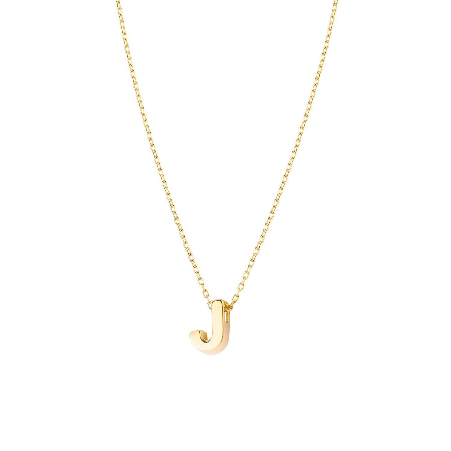 Collar de Oro 18kt Letra  J-2