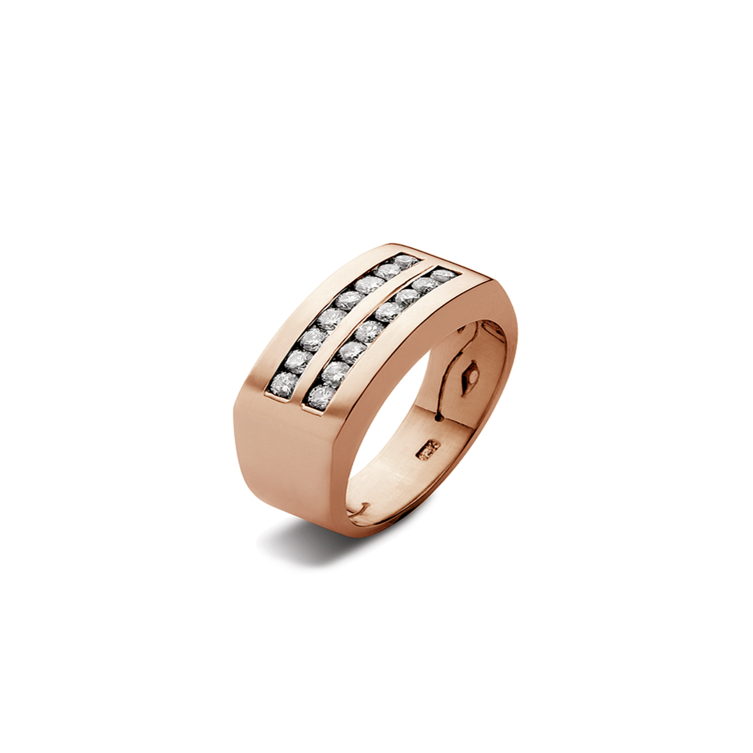 Anillo de Oro Rosado 18kt Modelo Nizo con 16 Diamantes de 2puntos SI/H-0