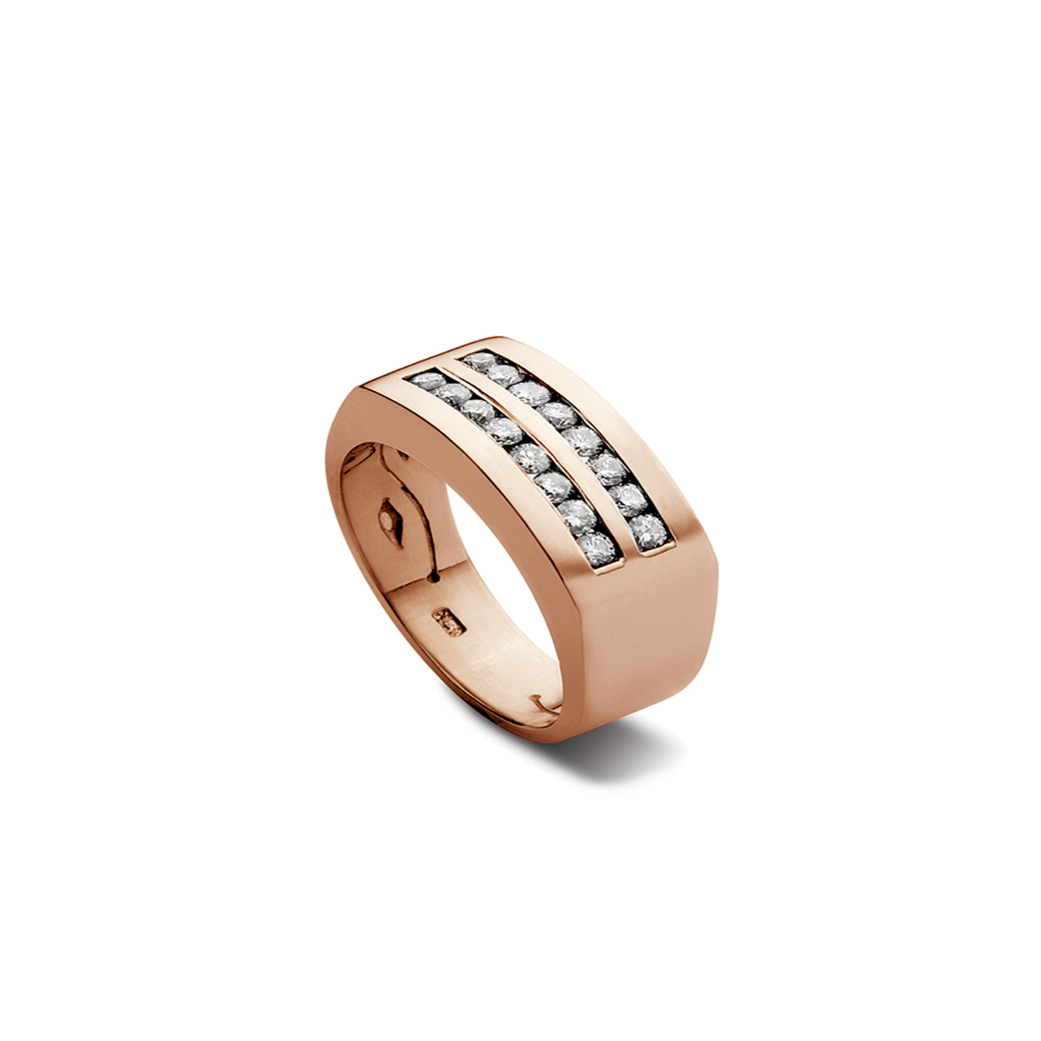 Anillo de Oro Rosado 18kt Modelo Nizo con 16 Diamantes de 2puntos SI/H-1