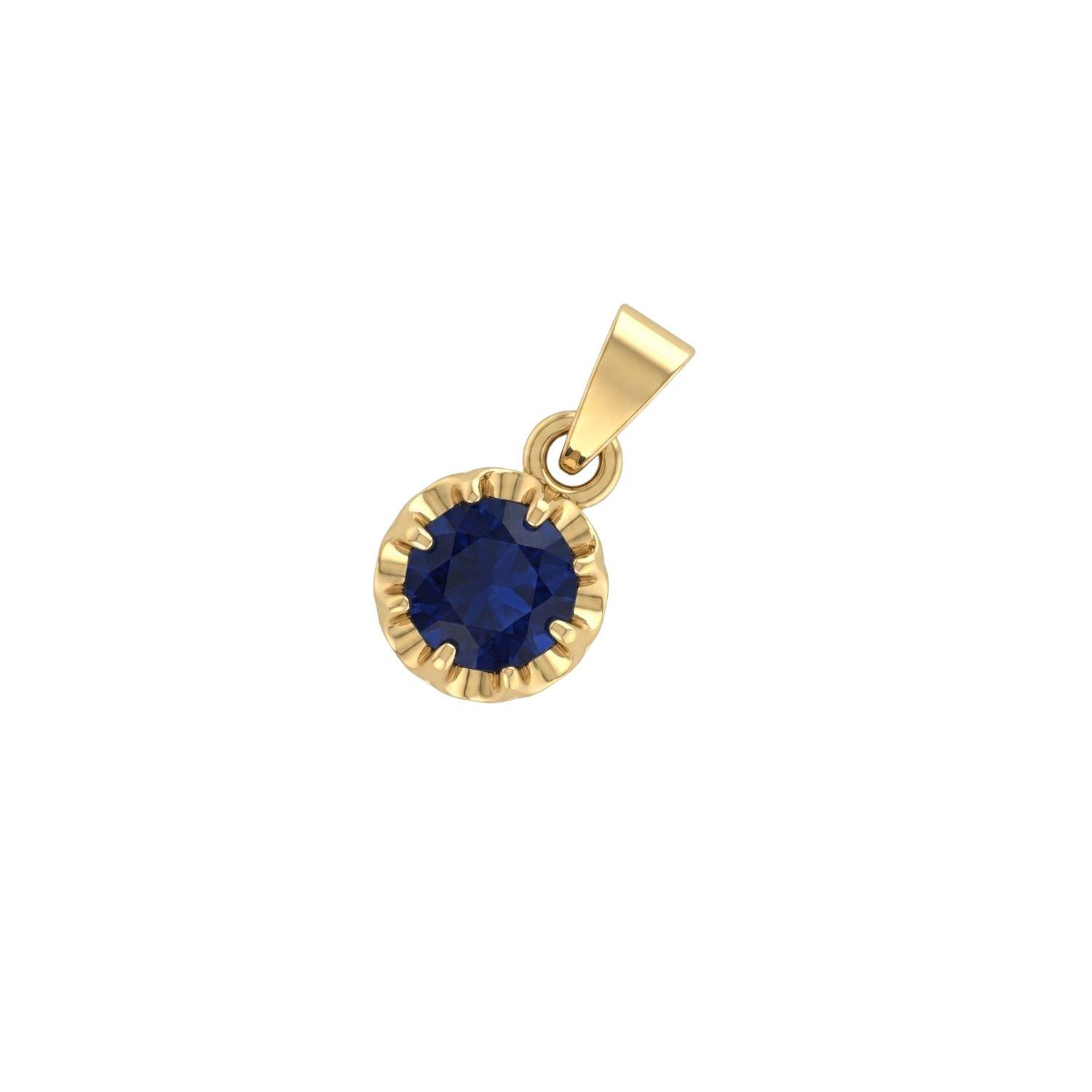 Colgante Oro Miel 18kt Sol con Garras de Zafiro 5mm-0