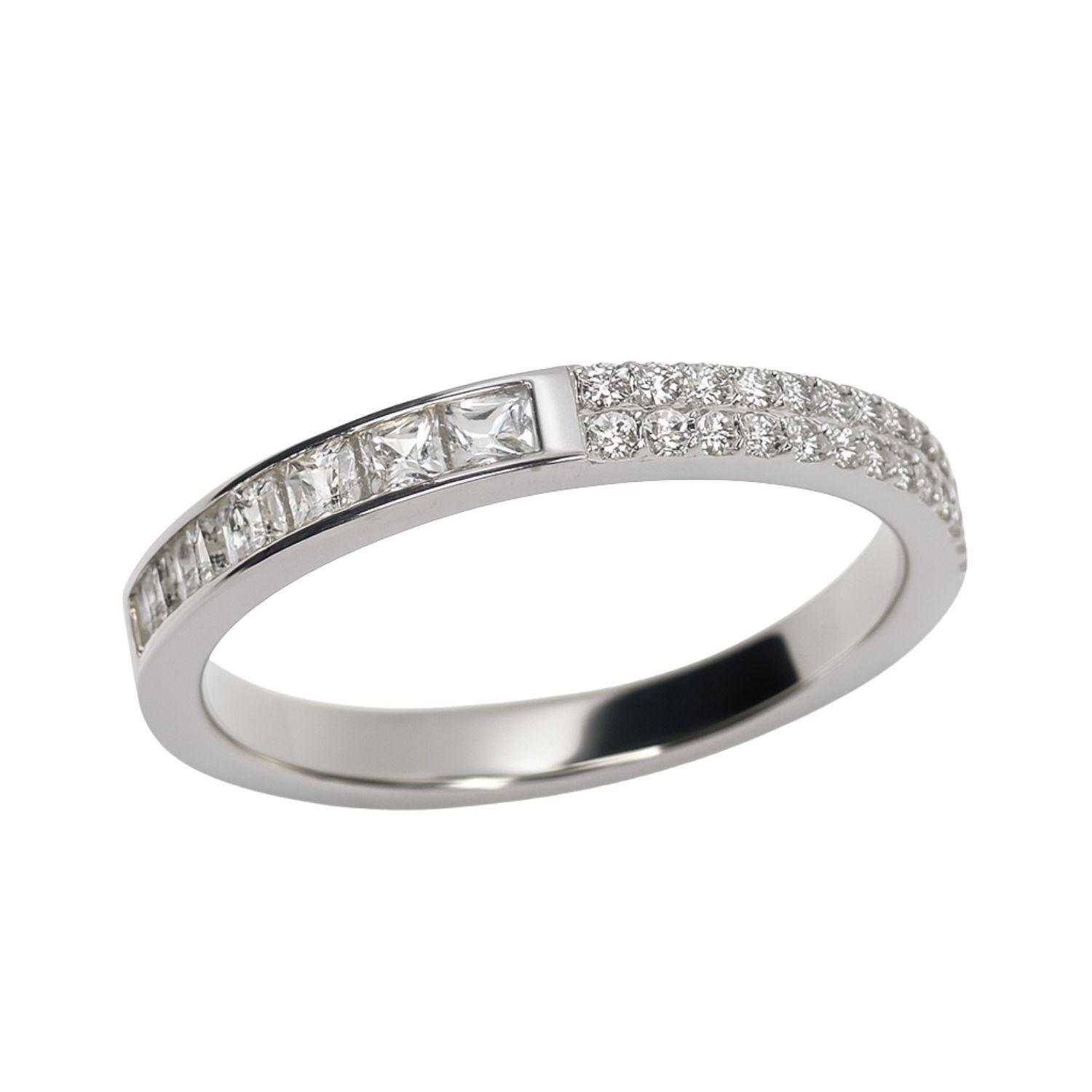 Anillo de Plata Esterlina 925 Princesa 1/2 Cintillo con Circonita-1