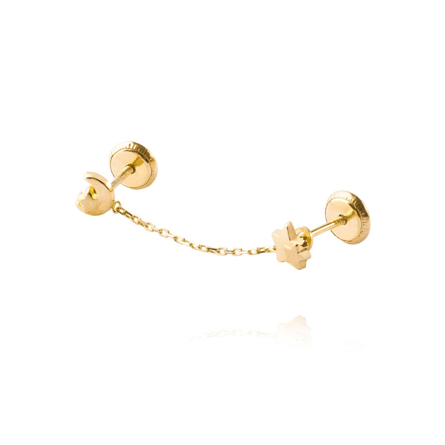 Aros de Oro 18kt Modelo Estrella con Luna-0