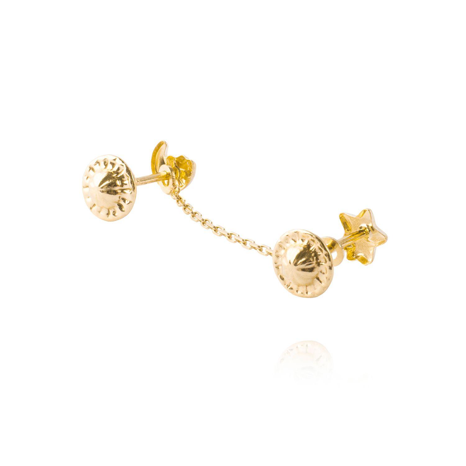 Aros de Oro 18kt Modelo Estrella con Luna-1